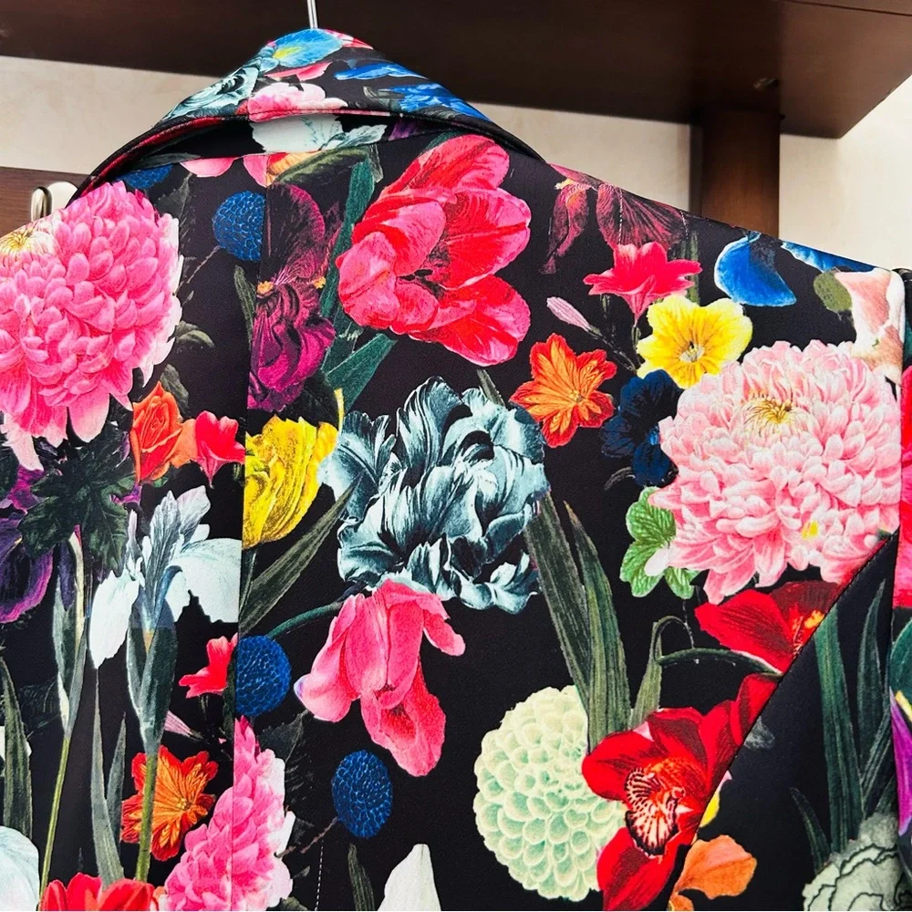 Dress or Trench coat? Alice + Olivia Latoya Floral Botanical Blazer  Dress 10 - Picture 11 of 15